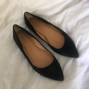 J. Crew black suede pointy toed flats size 7.5